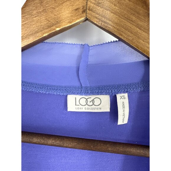 LOGO by Lori Goldstein Open Front Vest Chiffon Trim Purple Women's Size XS - Picture 4 of 8